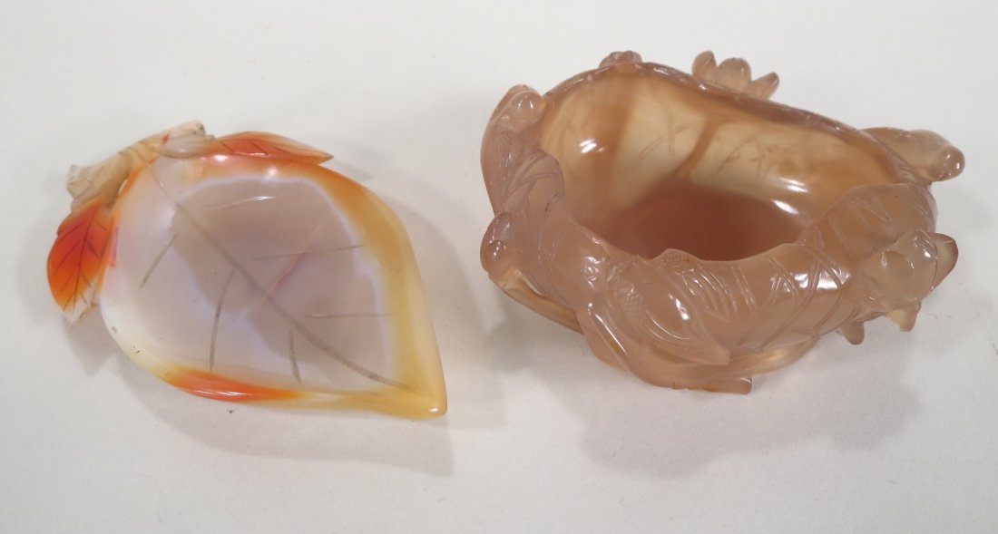 Two carved hardstone dishes, Asian, 20th C. (1 of 6)