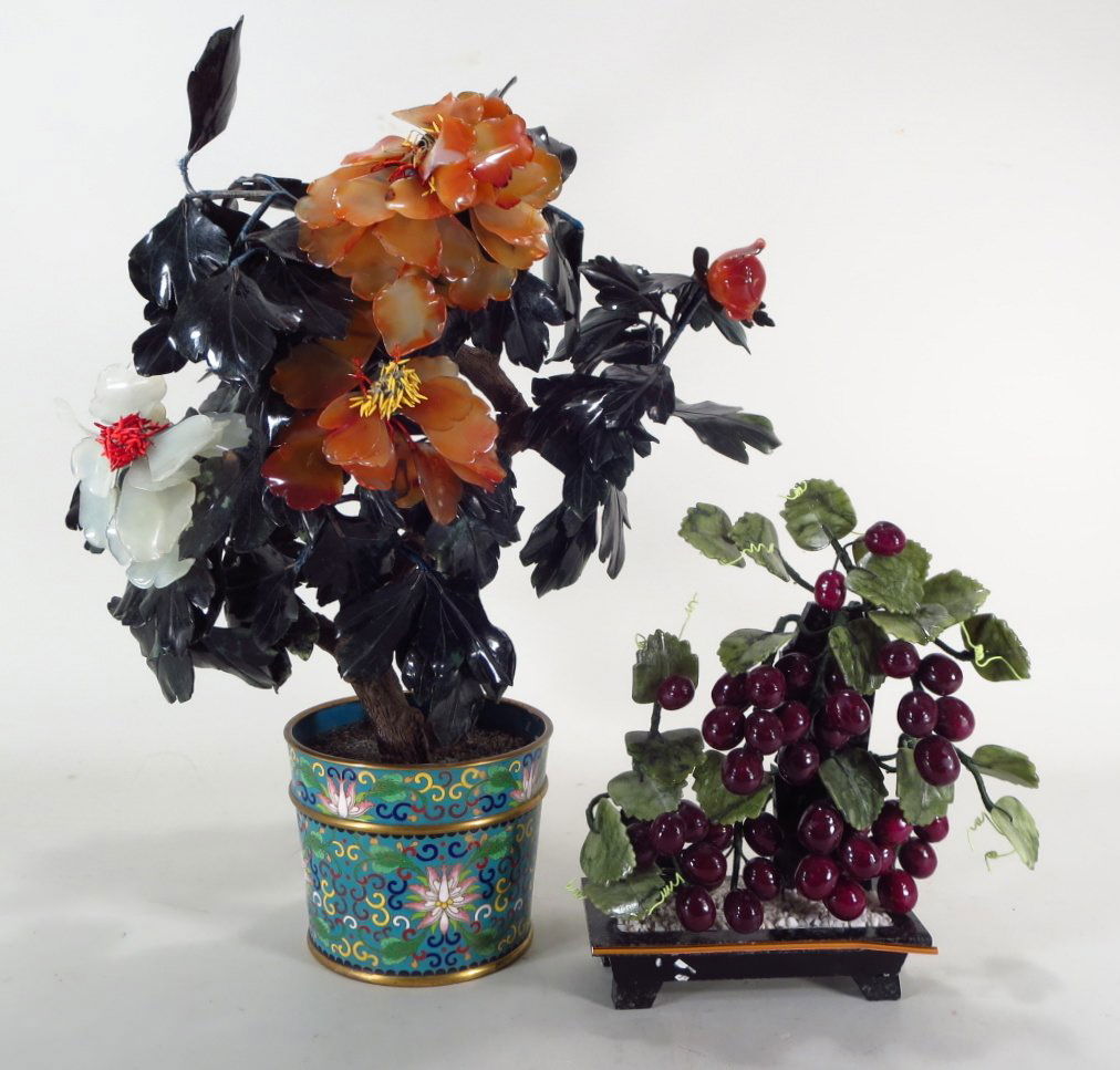 Hardstone Plant & Hardstone Grapes, 20th C. (1 of 6)