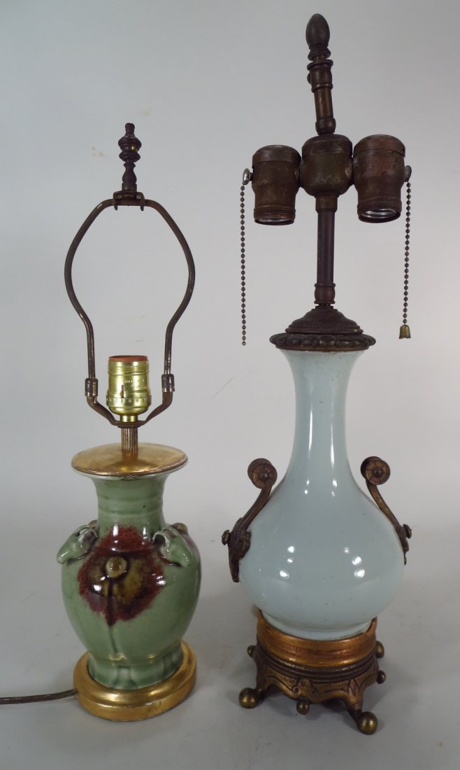 Glass Vase/Lamp, 20th C. & Ceramic Lamp (1 of 5)