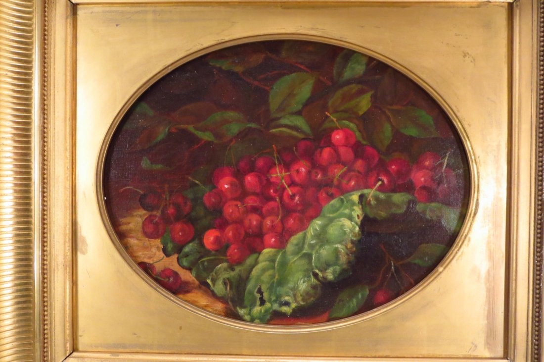 Am. School, 19th C., Cherries, O/C (1 of 6)
