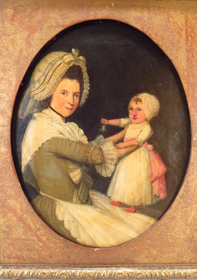 British School, Portrait Woman/Child, L18thC., o/c (1 of 6)