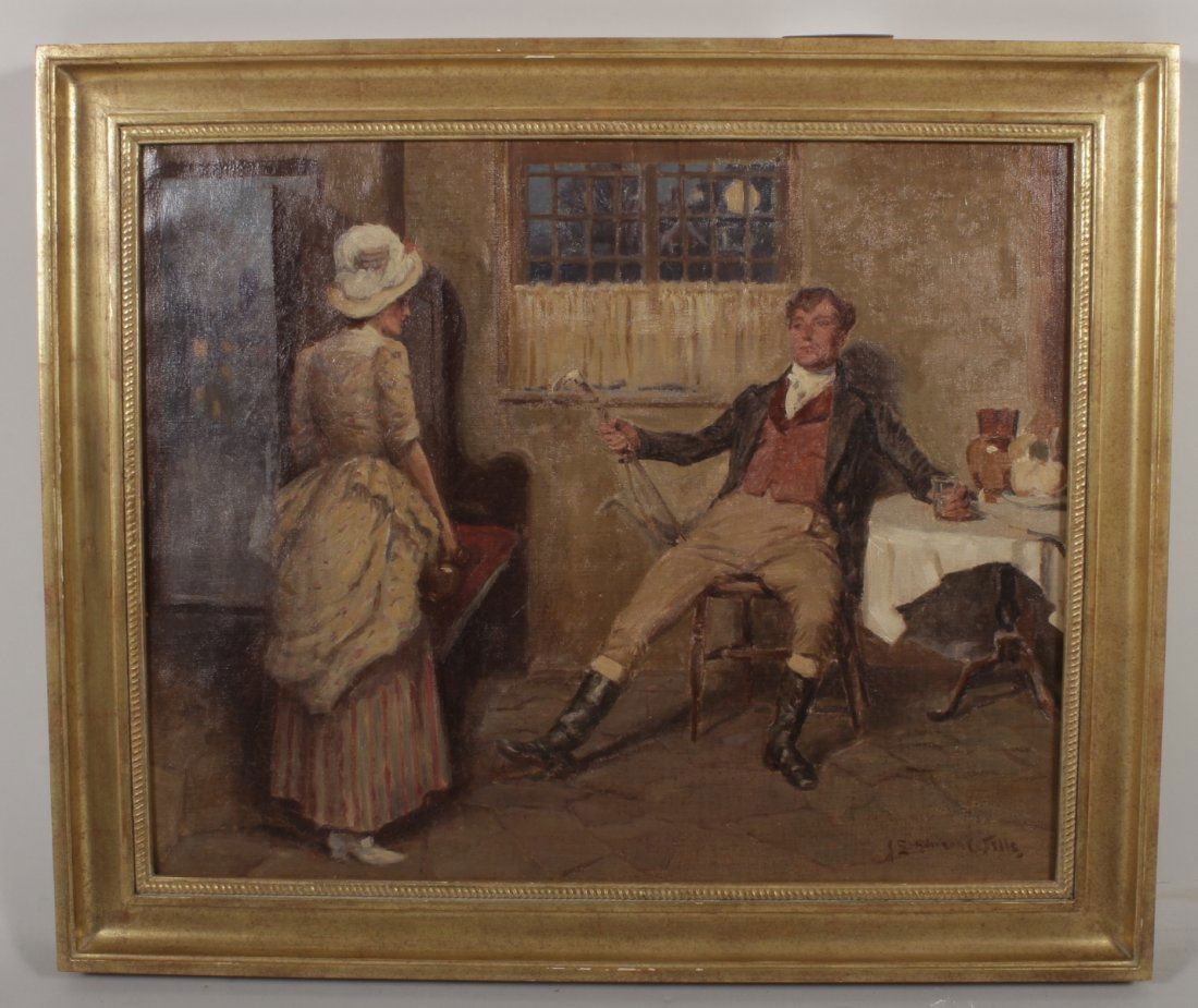 John Sanderson Wells, Victorian Genre Scene, o/c (1 of 3)