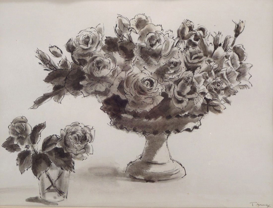 Van Day Truex, "Large Vase of Roses", 1965, w/c (1 of 6)
