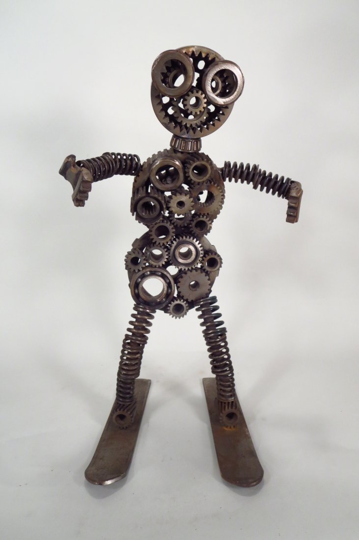 Folk Art Metal Sculpture of a Skier, 20th C. (1 of 7)