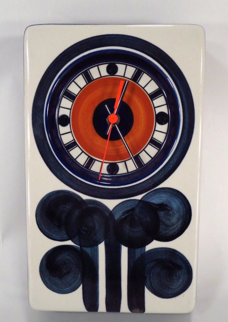 Rorstrand Hand Painted Ceramic Wall Clock, 20th C. (1 of 5)