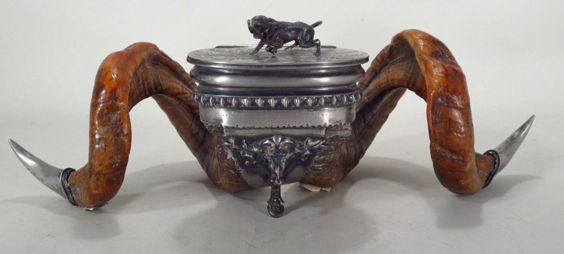 Horn & Silverplate Snuff Mull, English, 1907 (1 of 7)
