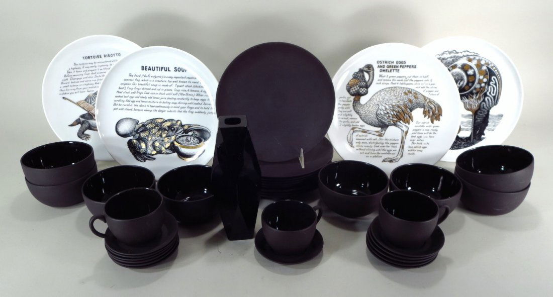 Wedgwood Black Basalt Svc. & Italian Plates (1 of 7)