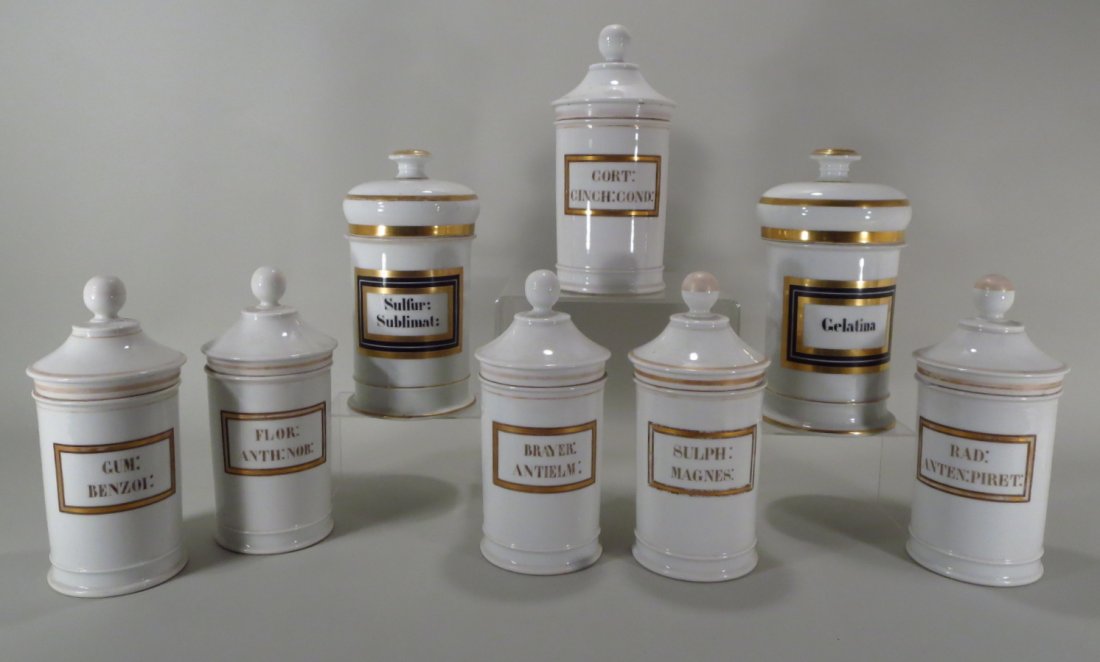 Lot of 8 Apothecary Jars, 19th C. (1 of 5)