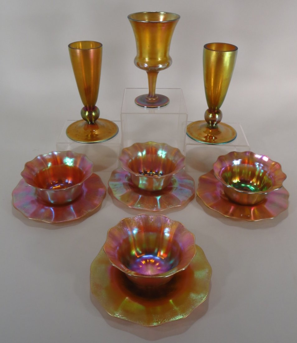Tiffany Iridescent Goblet & Art Glass, 19th/20th C. (1 of 6)