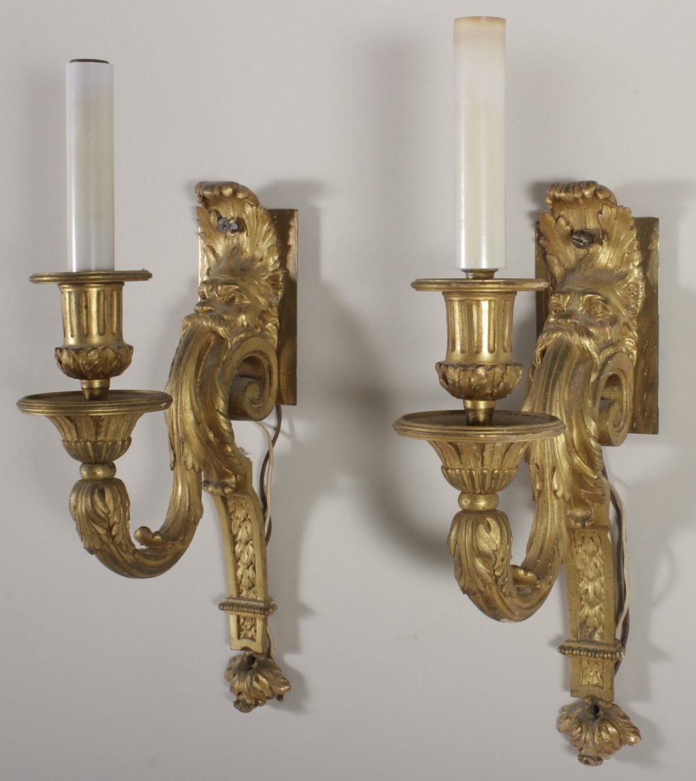 Eugene Hazart, Paris, Sconces with Grotesques, late 19 (1 of 4)