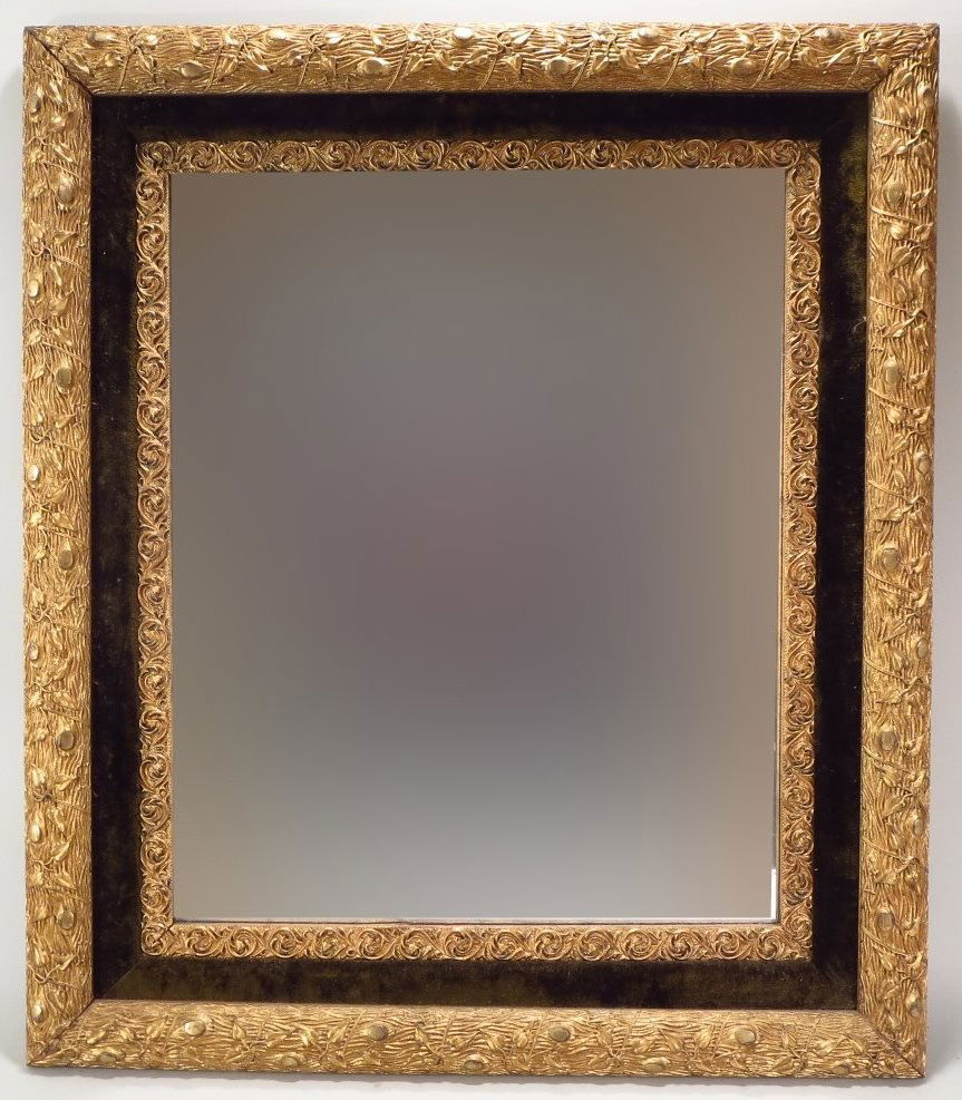 Art Nouveau Gilt Framed Mirror with Velvet Liner (1 of 4)