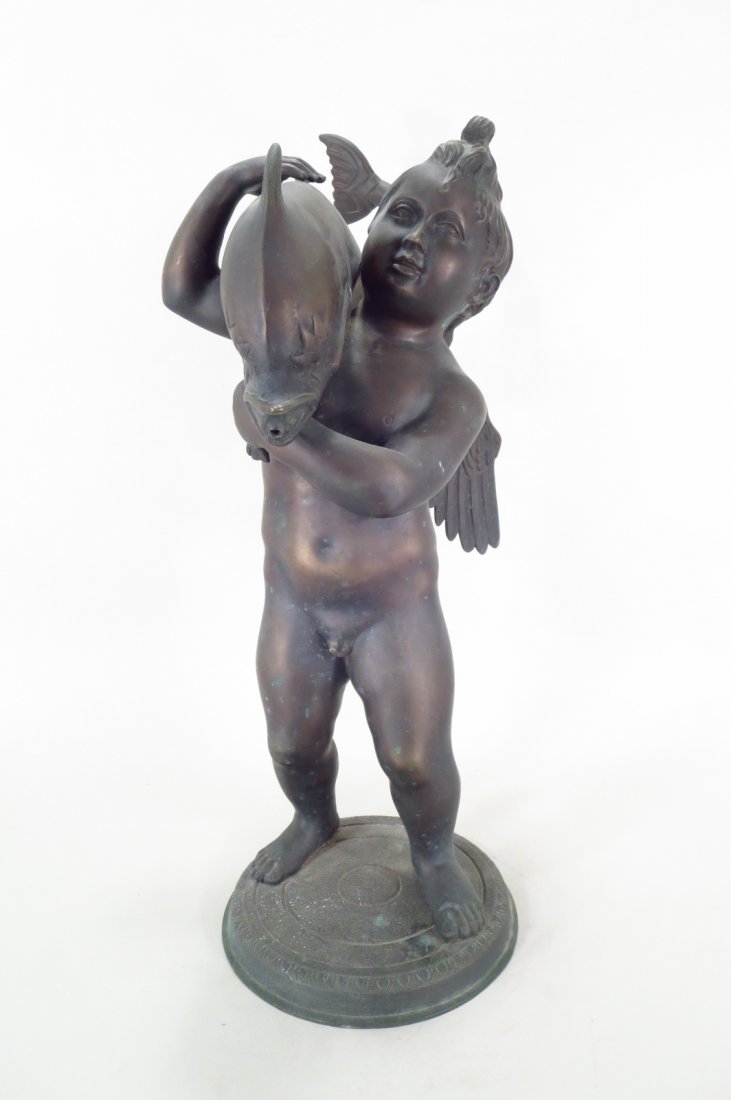Bronze Figure of Putto with Dolphin, 19th-20th C. (1 of 6)