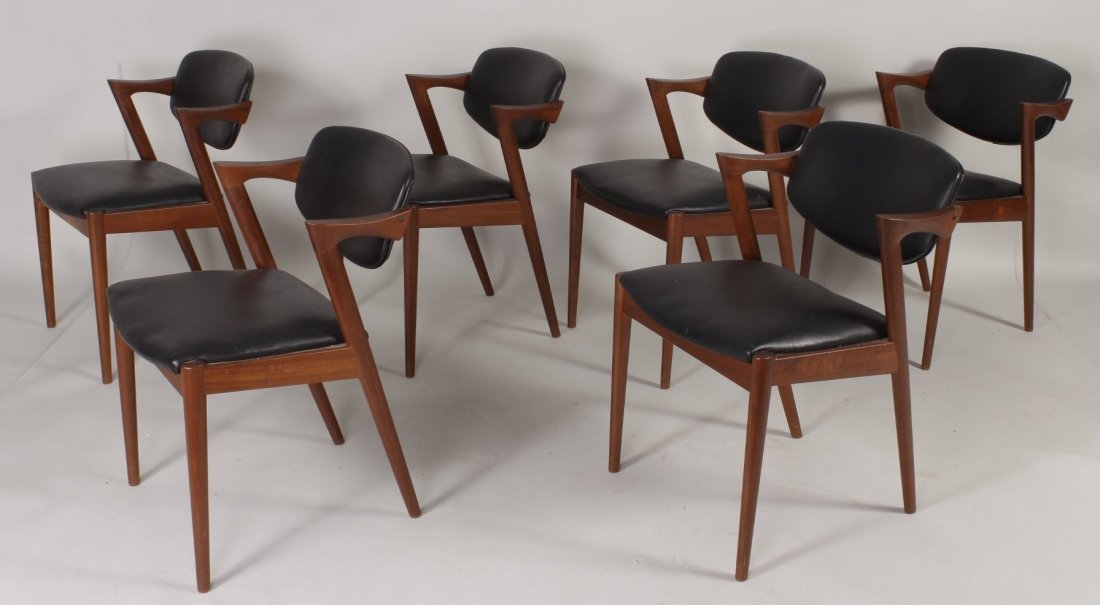 Six Kai Kristiansen Model 42 TEAK Dining Chairs, 1960's (1 of 3)