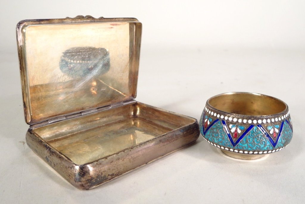 2 Russian Silver Pieces, Bowl and Box,  19th c. (1 of 7)