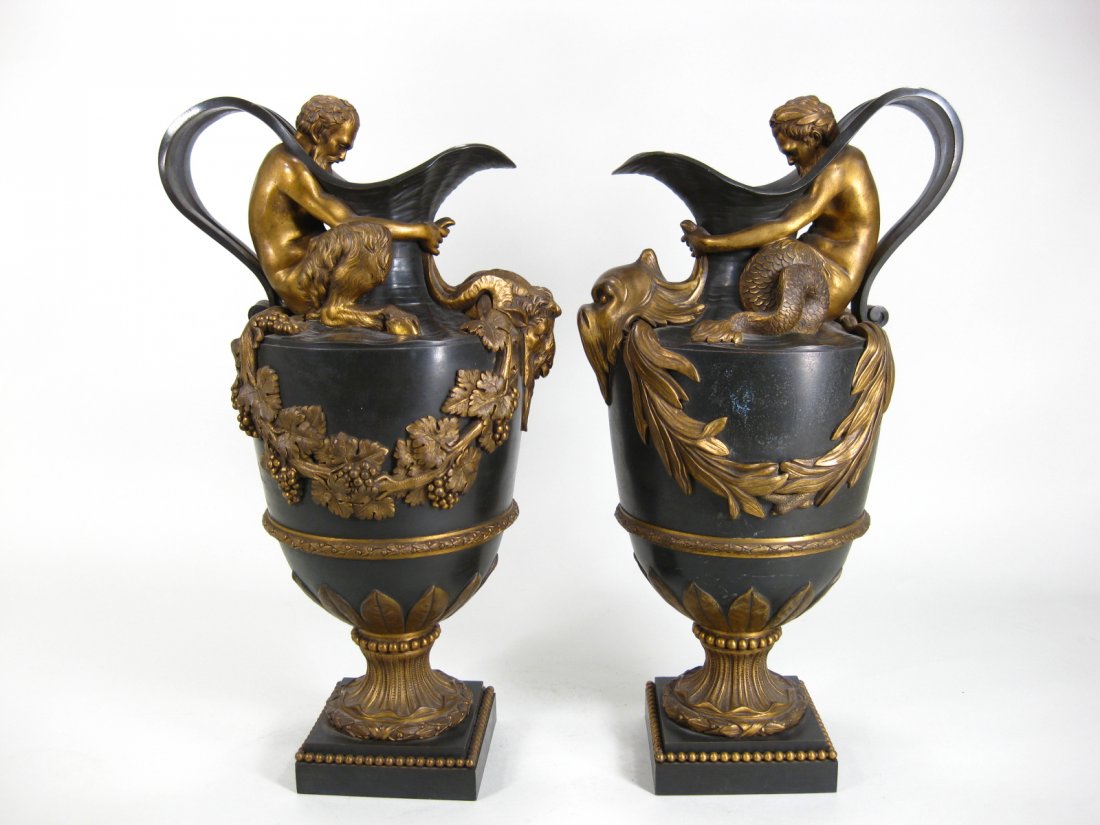 Pr. Patinated Gilt Bronze Ewers, Thibaut Frères, 19th (1 of 7)
