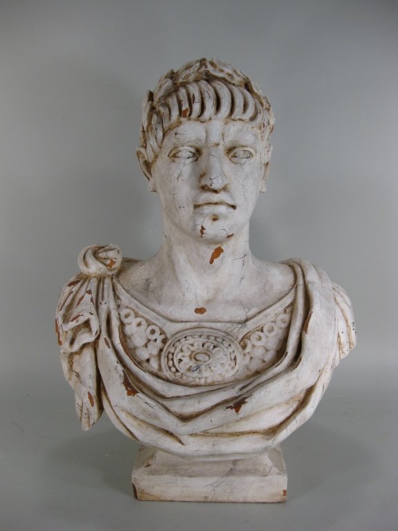 Carved and Painted Wooden Bust of Caesar, 20th c. (1 of 7)