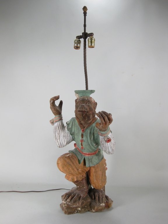 Large Carved Monkey Figure as a Lamp (1 of 8)