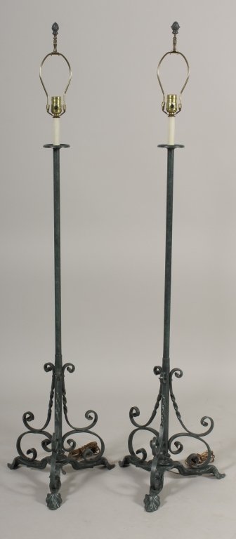 Pair of Scrolled Wrought Iron Floor Lamps (1 of 3)