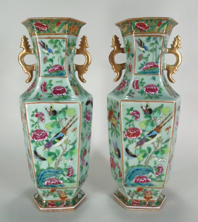Pair of Famille Rose Vases, Chinese, 19th C. (1 of 7)