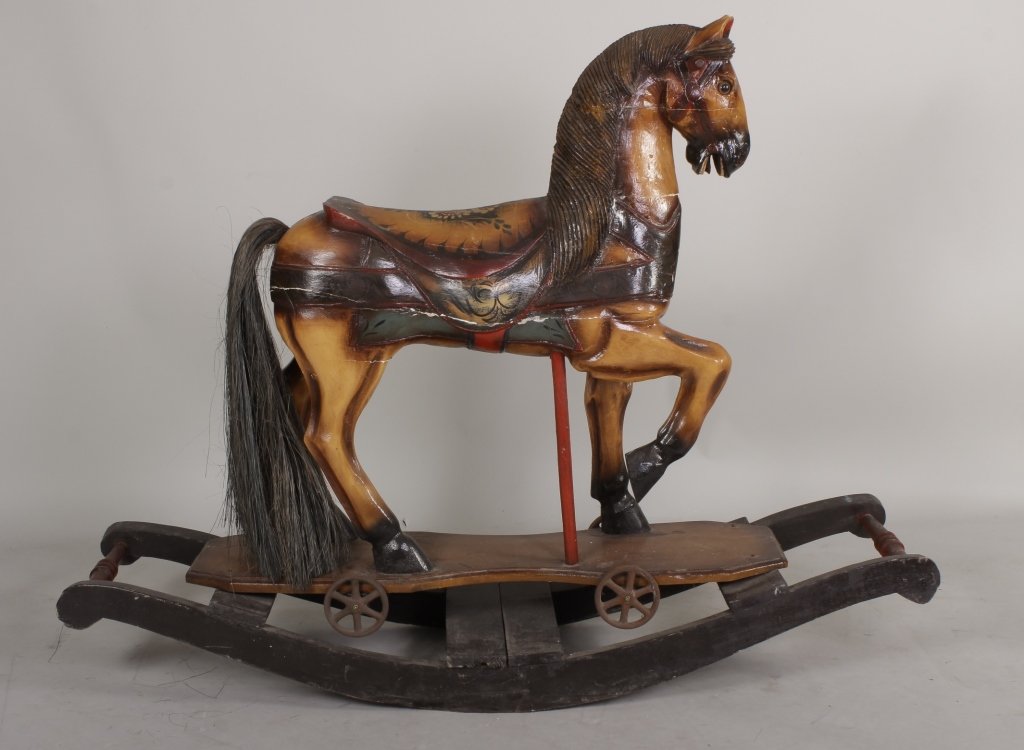 Folk Art Style Carved and Painted Rocking Horse (1 of 4)