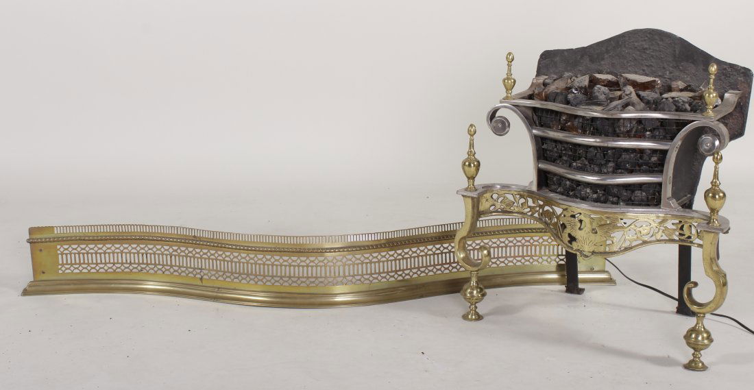 Electric Coal Grate and 2 Fireplace Fenders (1 of 3)