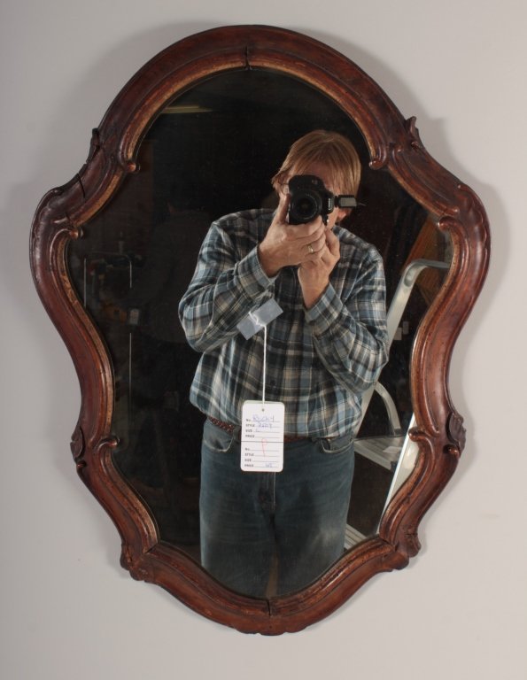 Louis XV Walnut Cartouche Shaped Mirror, 18th C. (1 of 5)