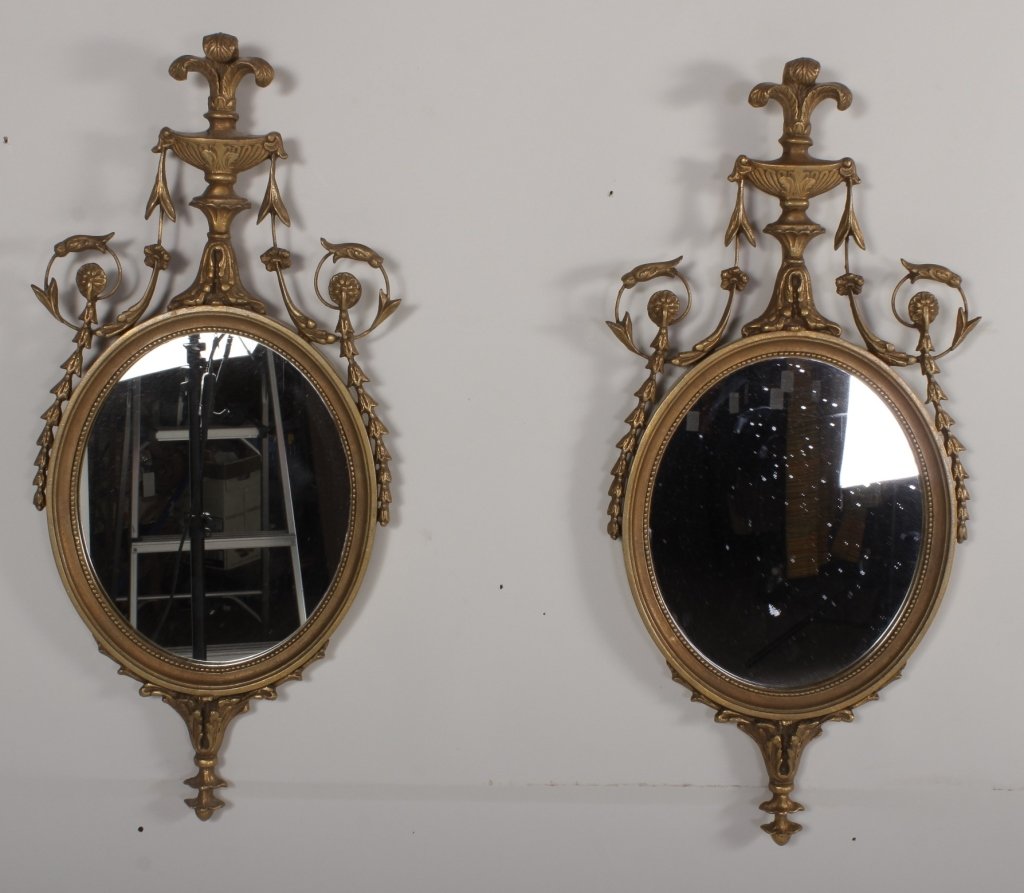 Pair of Adam Style Gilt Wood Mirrors (1 of 4)