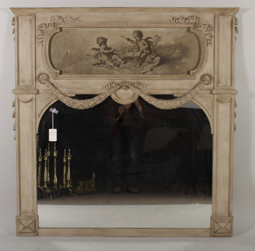 Louis XVI Style Trumeau Mirror w Bakalowicz Oil (1 of 6)