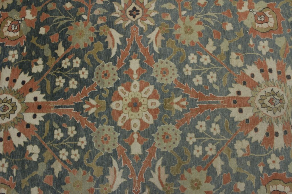 Oushak Carpet, Blue/Green Ground, Orange Leaves (1 of 6)