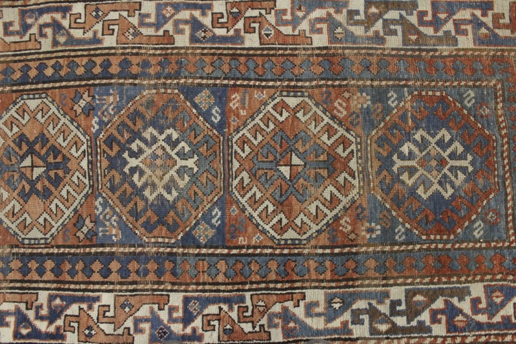 Caucasian Rug,White Border,Late 19th/Early 20th C. (1 of 6)