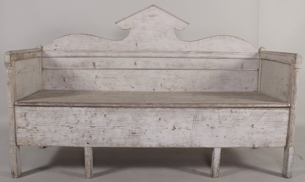 Gustavian Day Bed, Swedish, 19th C.: Gustavian Day Bed, Swedish, 19th C., painted finish. (FPRE7204) {WK} Dimensions:47 H x 75 W x 25 D Condition:Age and use wear. From a Private Litchfield, Connecticut Collection.