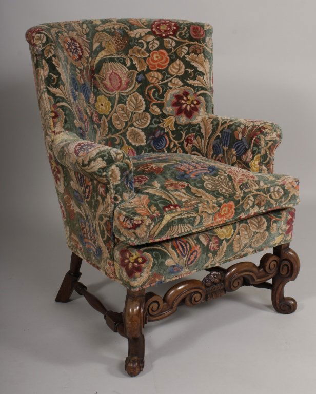 Barrel Back Arm Chair, 19th C., tapestried (1 of 4)