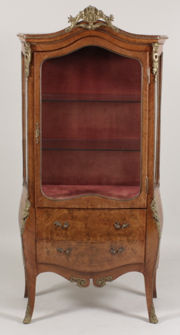 Louis XV Style Ormolu Mounted Burl Walnut Vitrine (1 of 7)
