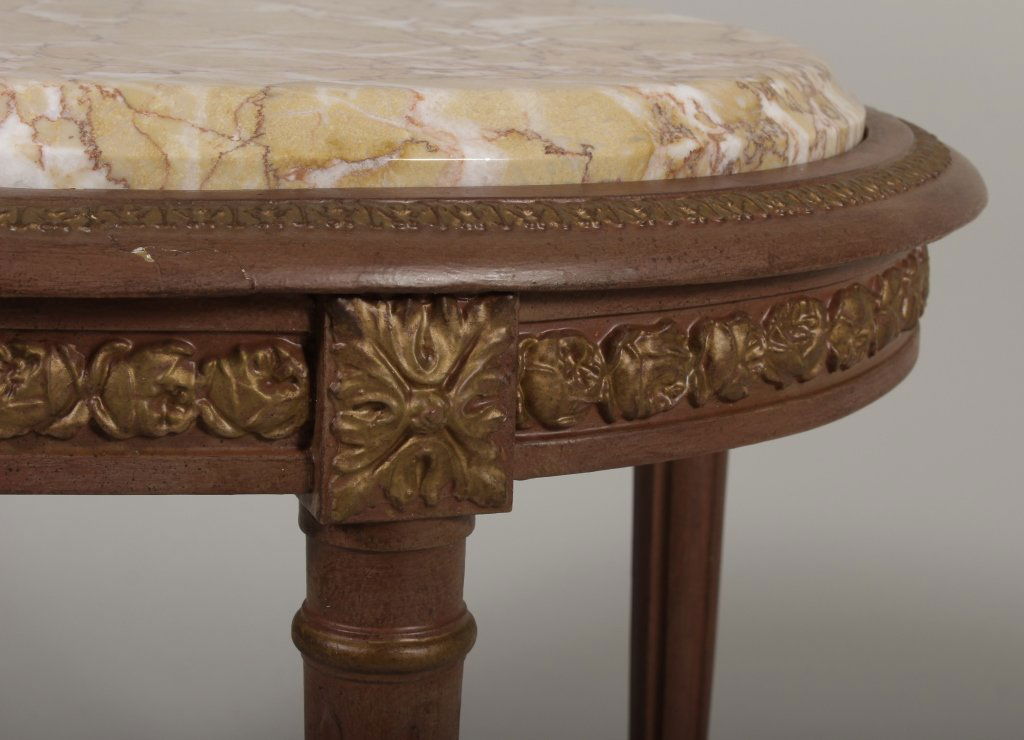 Louis XVI Style Oval Side Table W/ Marble Top (1 of 4)