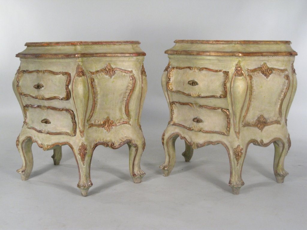 Pair of Italian Style Faux Marble Bedside Commodes (1 of 5)