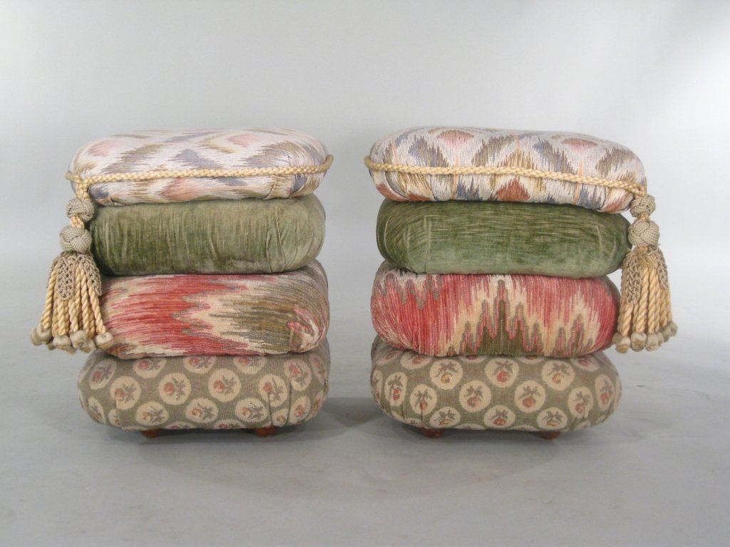 Pair of Cushion Stools, 20th C. (1 of 4)