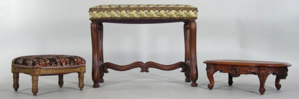 3 Carved Items: 2 Benches/1 Low Table (1 of 6)