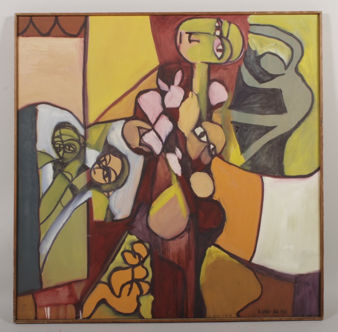 Arnold Weber, Abstract with Faces, o/c (1 of 3)