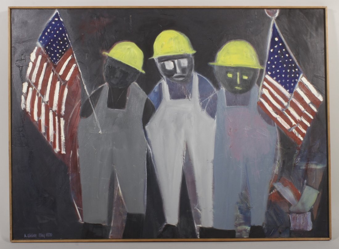 Arnold Weber, Hard Hats with Flags, o/c (1 of 4)