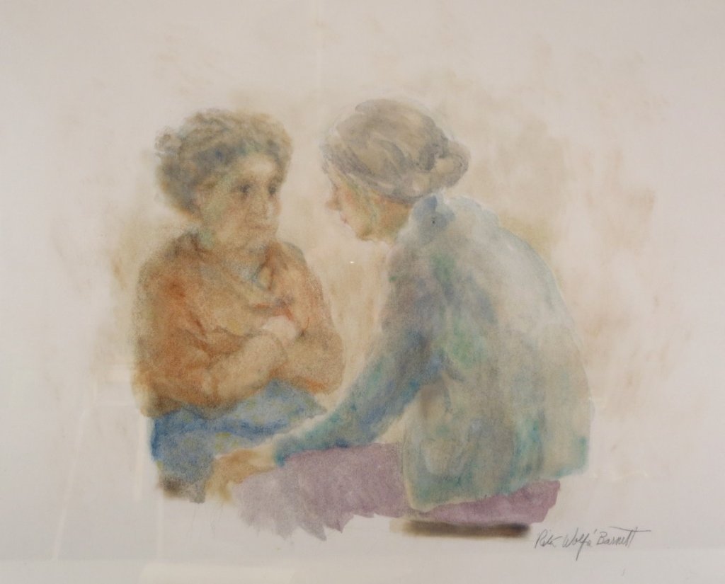 Rita Wolpe Barnett, "Tete a Tete", gouache (1 of 7)