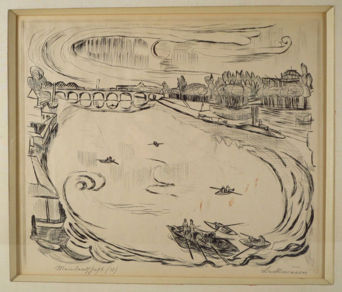 Max Beckmann, Main River Landscape, drypoint (1 of 9)