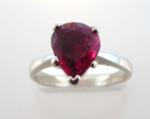 Pear Shape Ruby 18K White Gold Ring (1 of 5)