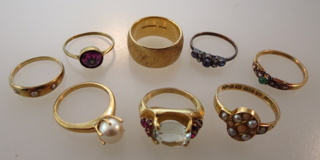 Eight Gold Rings, 14k & 10k, one Tiffany (1 of 9)