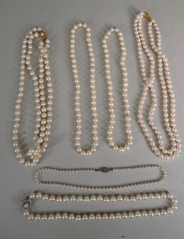 Six Pearl Necklaces: Double and Single Strands (1 of 4)