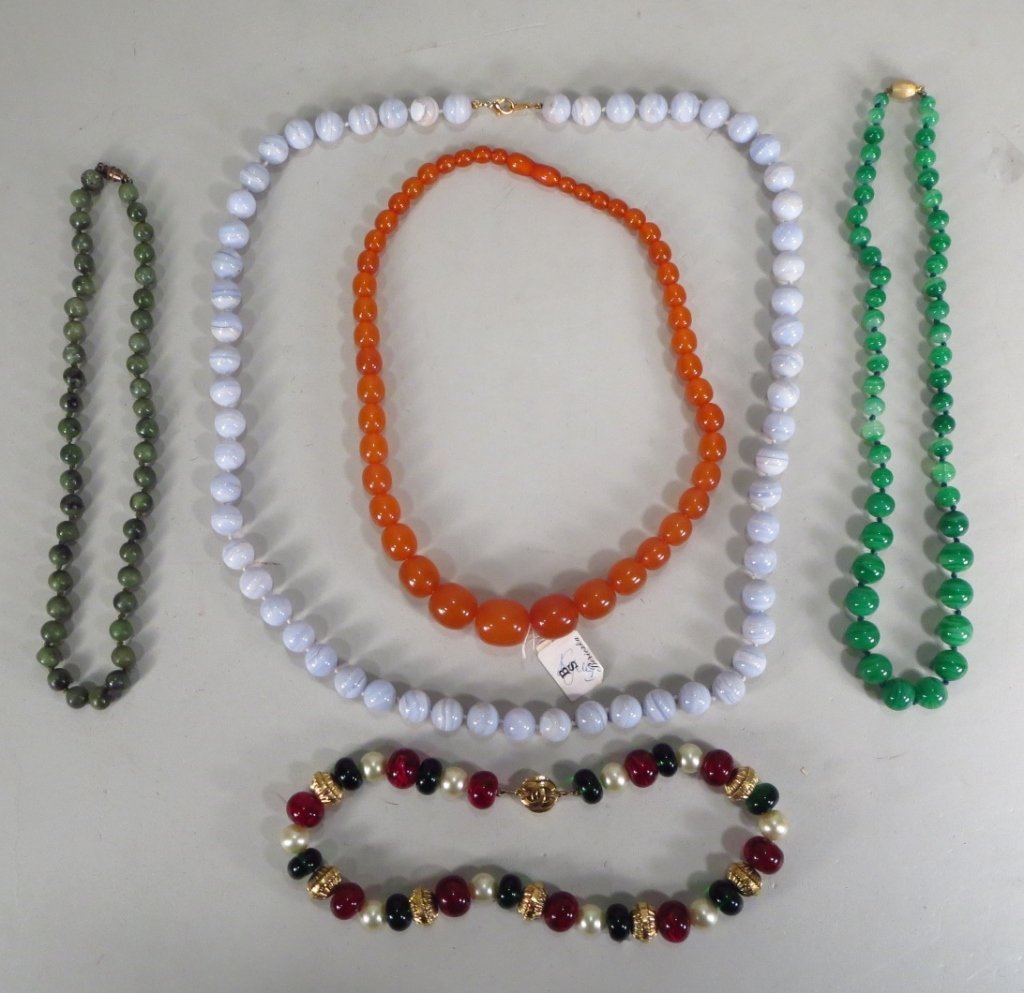 5 Bead Necklaces, Including Amber (1 of 3)