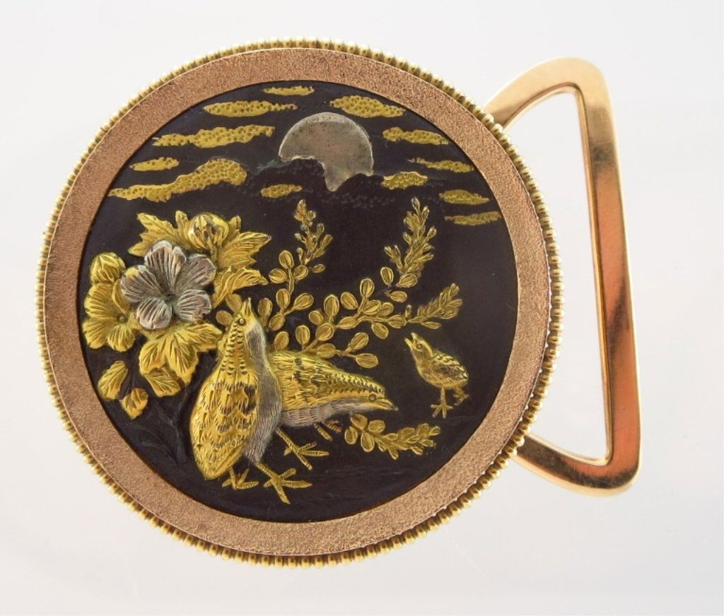 Circular 14K Gold Mounted Shakudo Buckle (1 of 6)