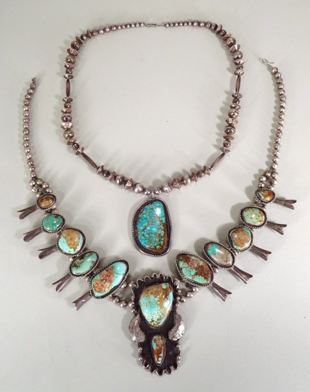 2 Southwest Indian Silver & Turquoise Necklaces (1 of 6)