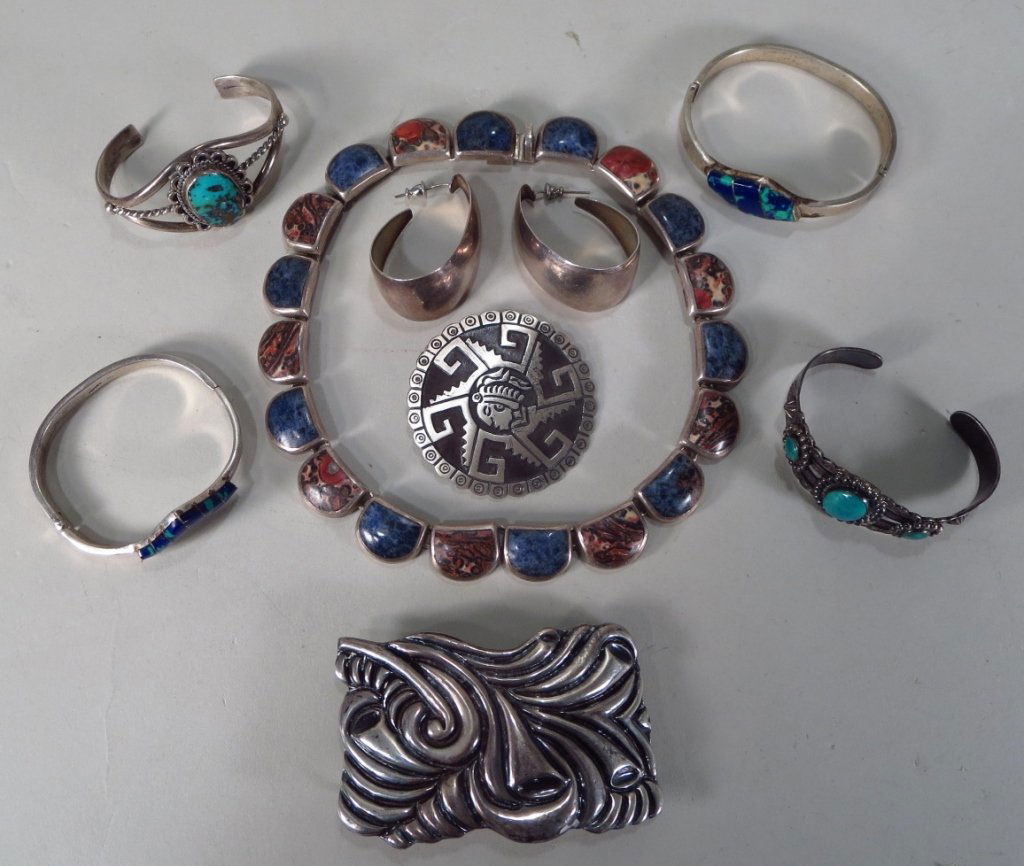 9 Pcs:Southwest & Mexican Silver & Turquoise Jewelry (1 of 10)