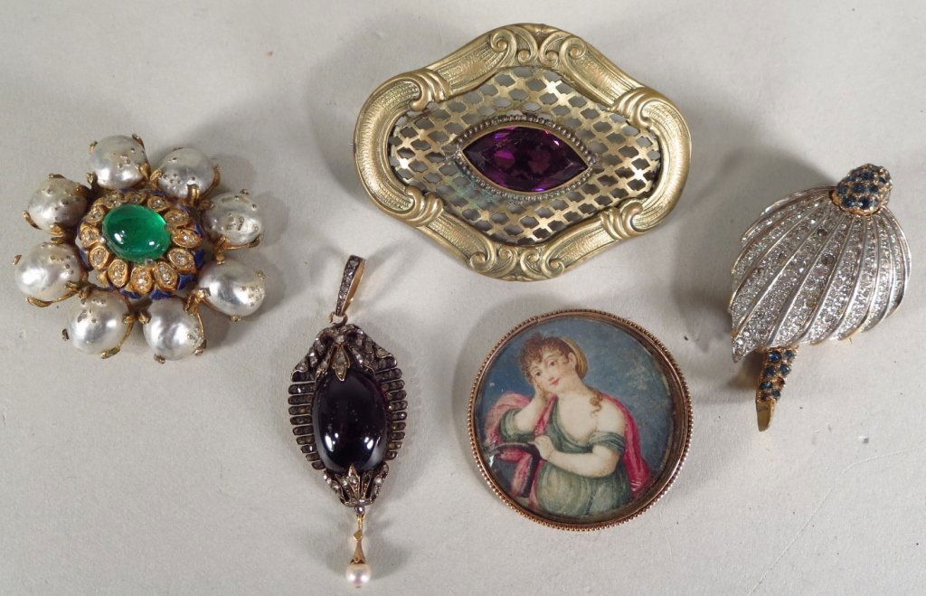 Antique Framed Miniature and Jewelry (1 of 6)