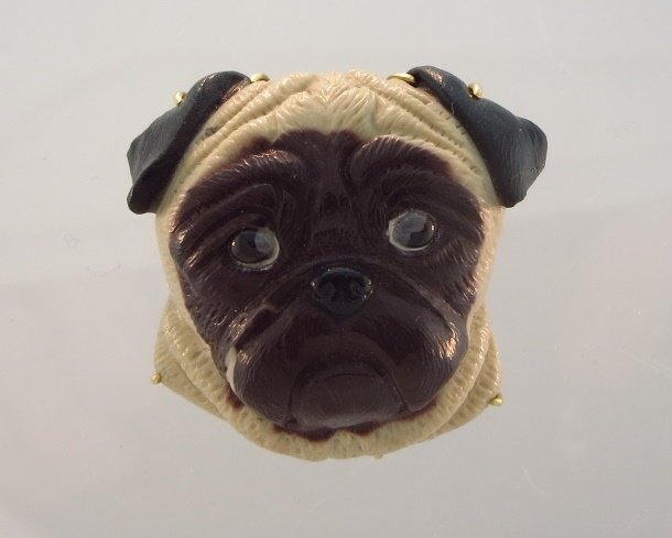 Hardstone Carving of Pug Head in 18K (1 of 6)